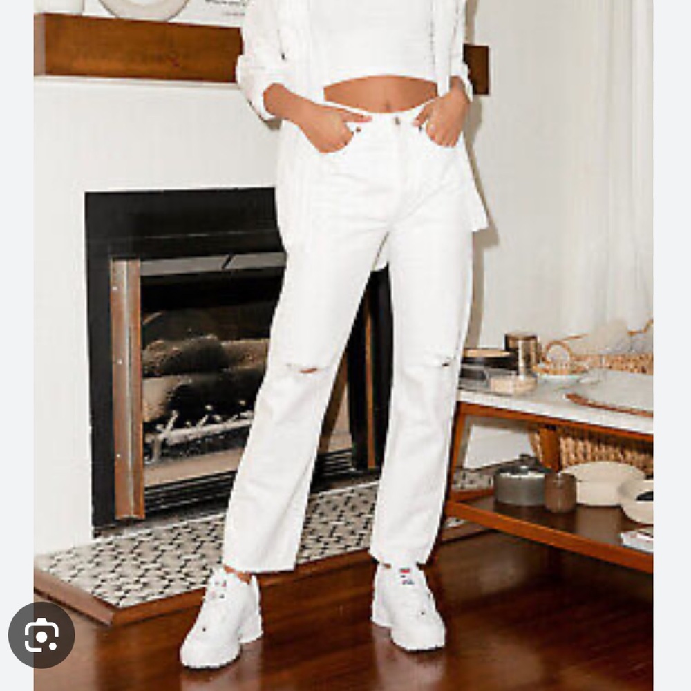 Agolde 90s Midrise Loose Fit White Distressed Jeans